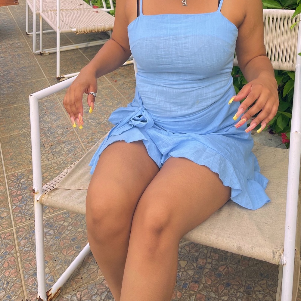Blue Dress, Tie across to Close